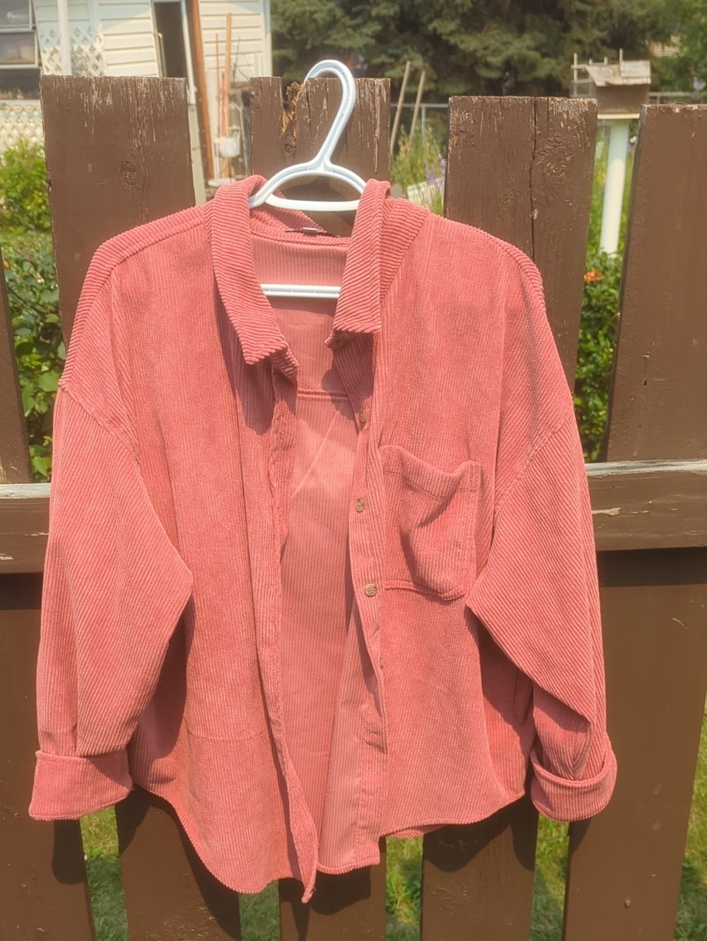 Corduroy Shirt Jacket in Dusty Rose